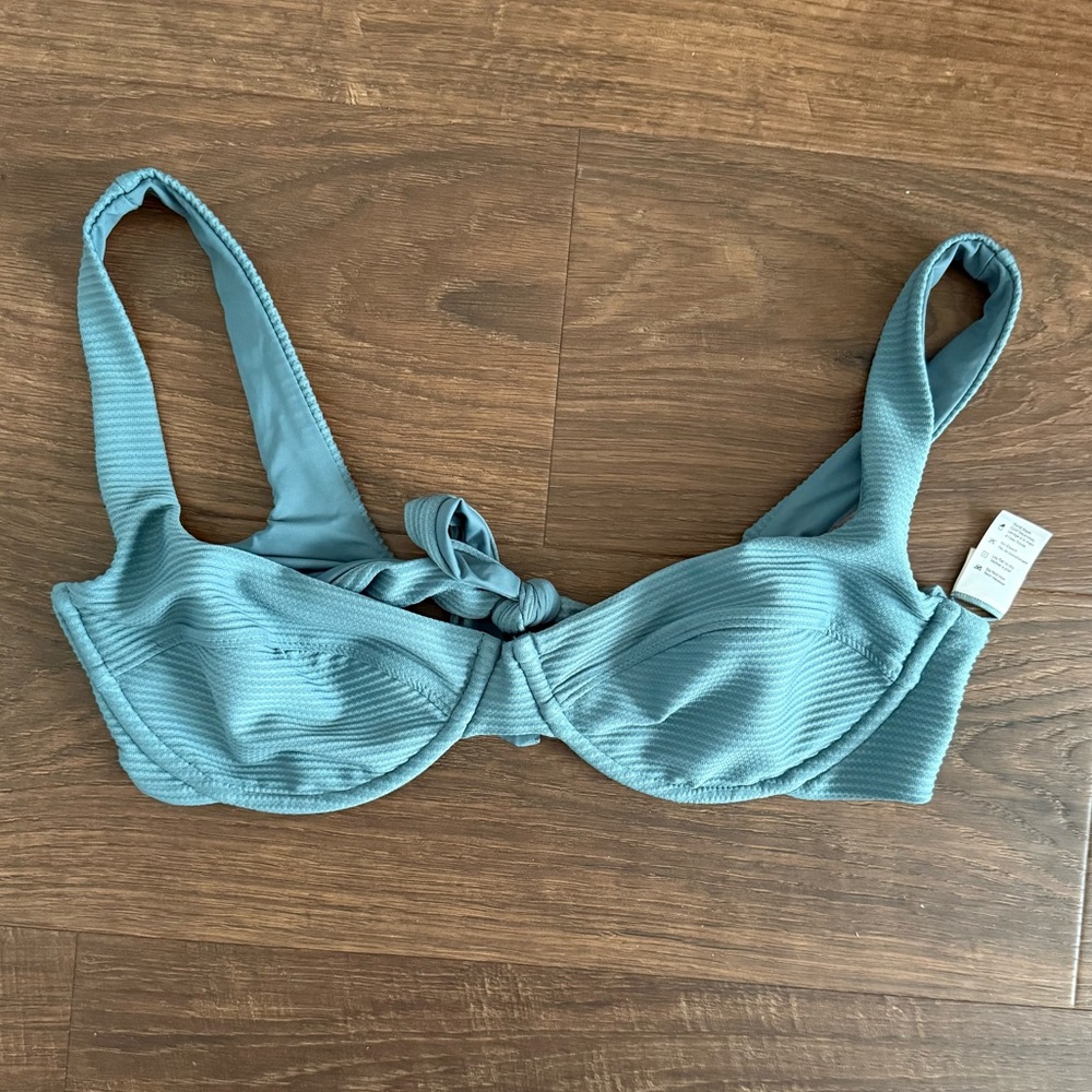 l*space Blue Ribbed Underwire Bikini Top
